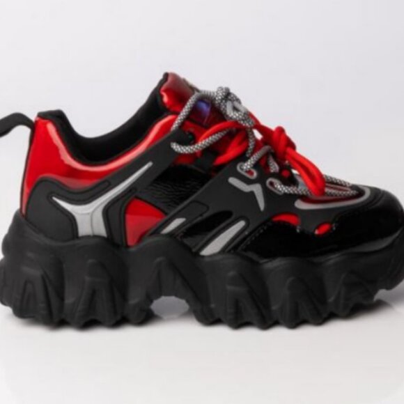 AZALEA WANG HIGH ON YOU FLATFORM SNEAKER IN RED - Picture 5 of 7